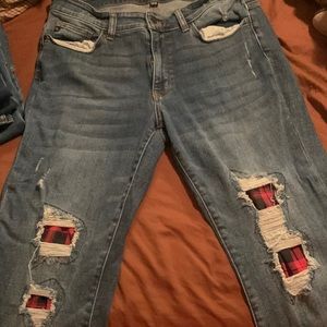 Judy blues flannel patch jeans